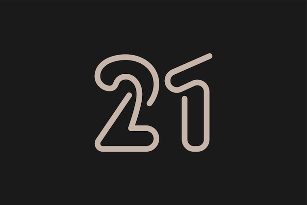 Numero 21 Logo moderno e creativo numero 21 stile multilinea utilizzabile per anniversario e loghi di marca