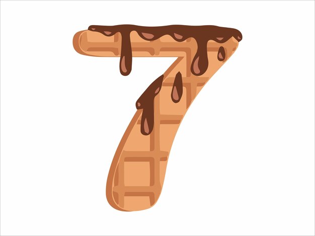 Numero 7 dell'alfabeto con illustrazione di gelati al cioccolato