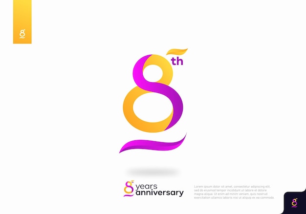 Numero 8 logo icona design 8° compleanno logo numero 8° anniversario