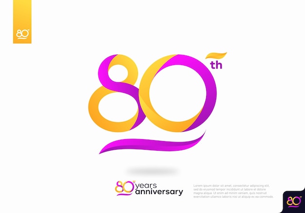 Numero 80 logo icona design, 80° compleanno logo numero, anniversario 80