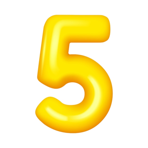 Numero cinque quinto palloncino giallo lucido