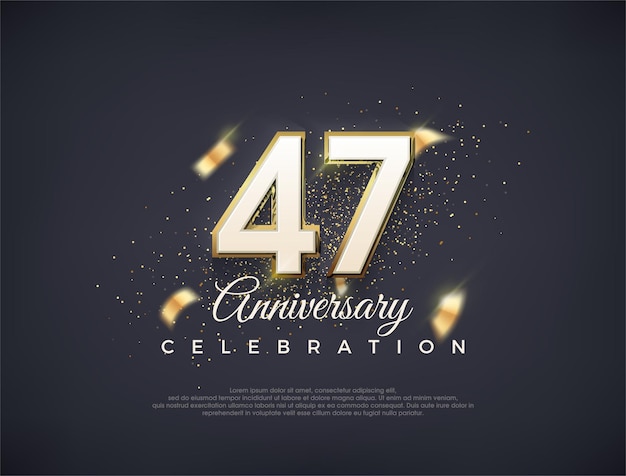 Numero del 47° anniversario con numeri fantasiosi design vettoriale premium di lusso Vettore premium per il saluto della celebrazione del banner del poster