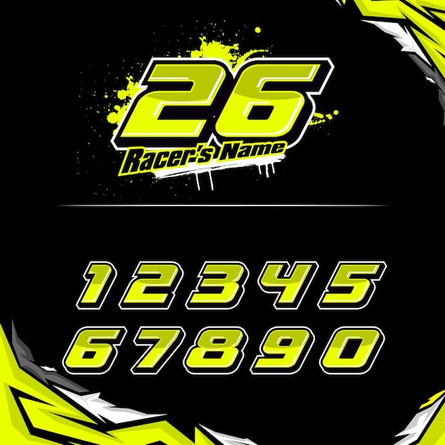 Numero di corsa vettoriale numeri di corsa per drag motociclette e auto