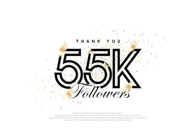 Numero di follower neri 55k Vettore di celebrazione del traguardo