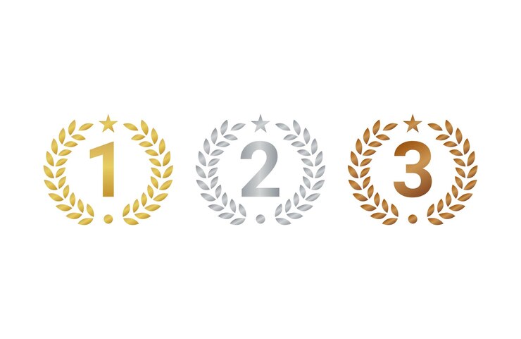 numero di medaglia del vincitore della collezione numero di modello di logo numero di premio primo due tre