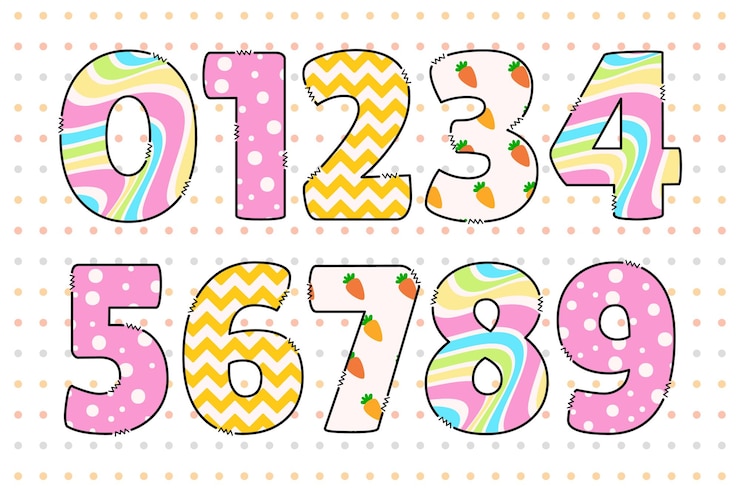 Vettore numero di pasqua fatto a mano colore arte creativa design tipografico