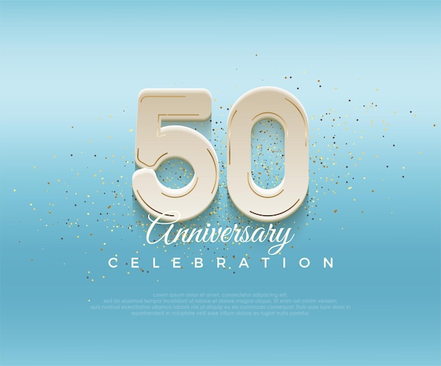 Numero moderno in grassetto 50° anniversario design premium per la celebrazione Vettore premium per il saluto della celebrazione del banner del poster