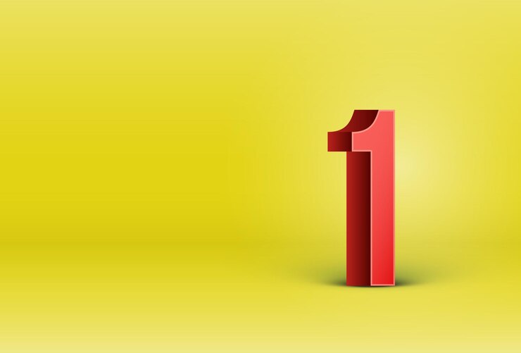 Vettore numero rosso 1 su sfondo giallo