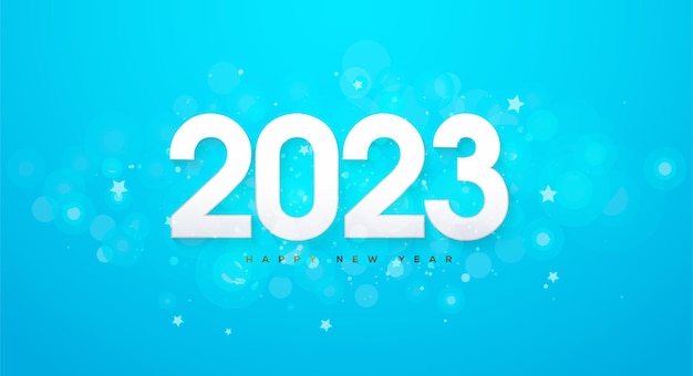 Numero semplice e pulito 2023 su sfondo blu brillante
