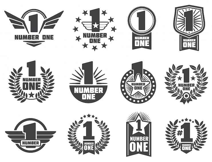Vettore numero uno logo ed etichette di identità aziendale retrò