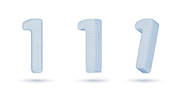 Numero uno wireframe alto profilo poligonale basso poli stile illustrazione vettoriale