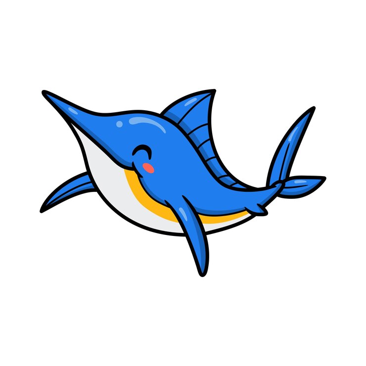 Nuoto carino cartone animato marlin