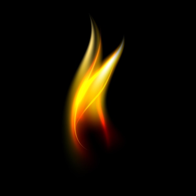 Nuova fiamma di fuoco isolata su sfondo nero