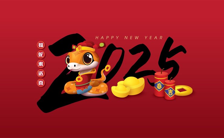 Vettore nuovo anno cinese 2025 anno del segno zodiacale del serpente disegno in stile asiatico concetto per il tradizionale