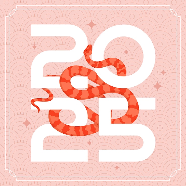 Vettore nuovo anno cinese del serpente 2025 poster modello di banner di saluto con serpente contorto copertura per calendario o cartolina illustrazione vettoriale