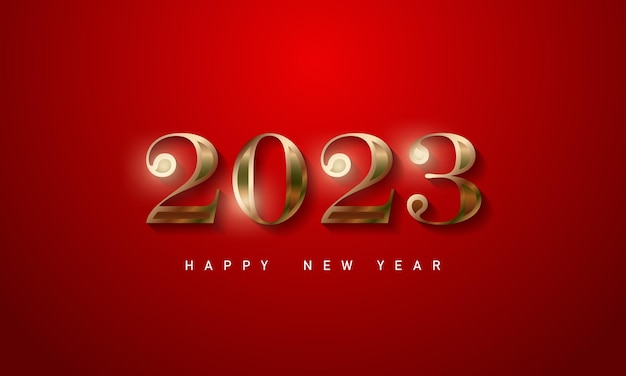 nuovo anno design 2023 numeri oro metallizzato sfondo rosso