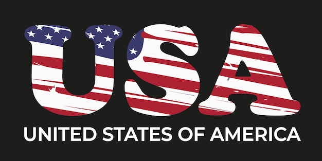 Nuovo design tipografico in stile bandiera degli Stati Uniti d'America