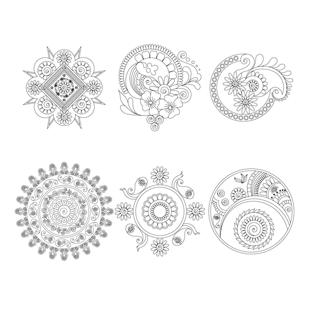 nuovo mandala tradizionale design contorno linea arte mandala floreale