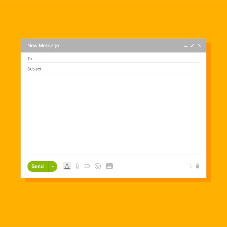 Vettore nuovo mockup dell'interfaccia dei messaggi schermata dell'interfaccia utente dell'applicazione e-mail con finestra di invio popup pagina web internet