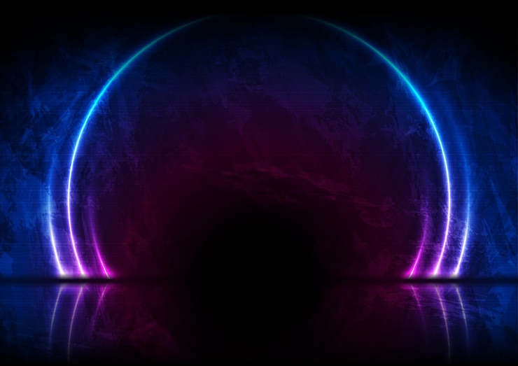 Vettore nuovo neon viola cerchi laser tecnologia sfondo grunge