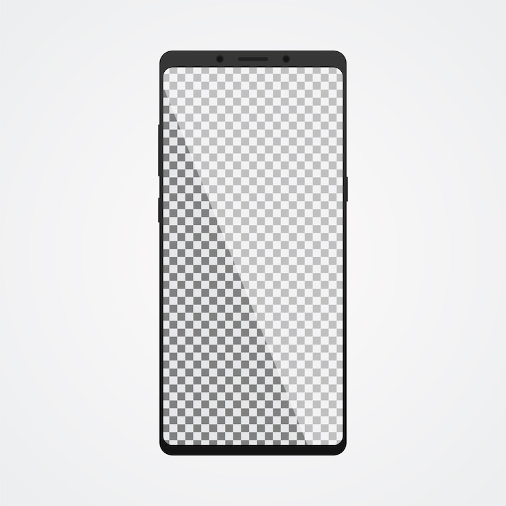 Vettore nuovo smartphone mock up con schermo vuoto su bianco