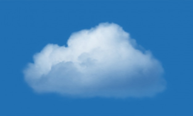 Nuvola isolata sopra il fondo del cielo blu. Realistico