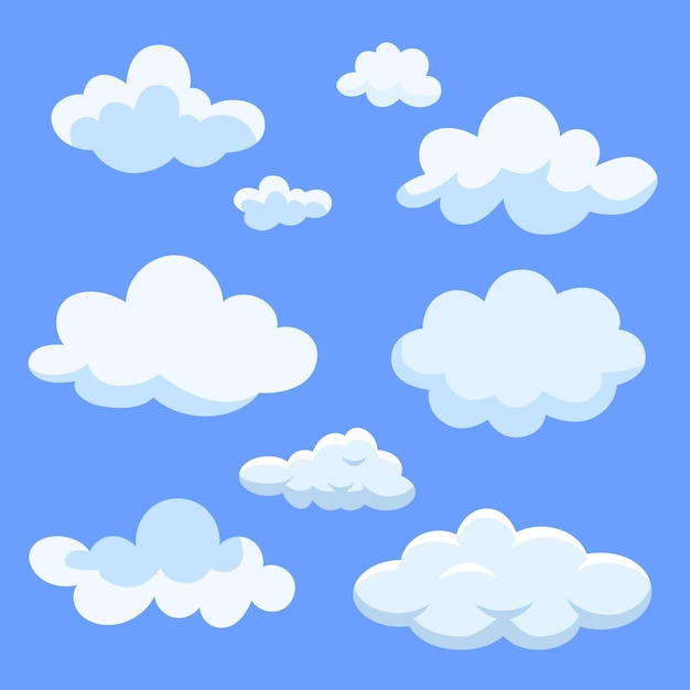 Nuvole dei cartoni animati in un cielo blu