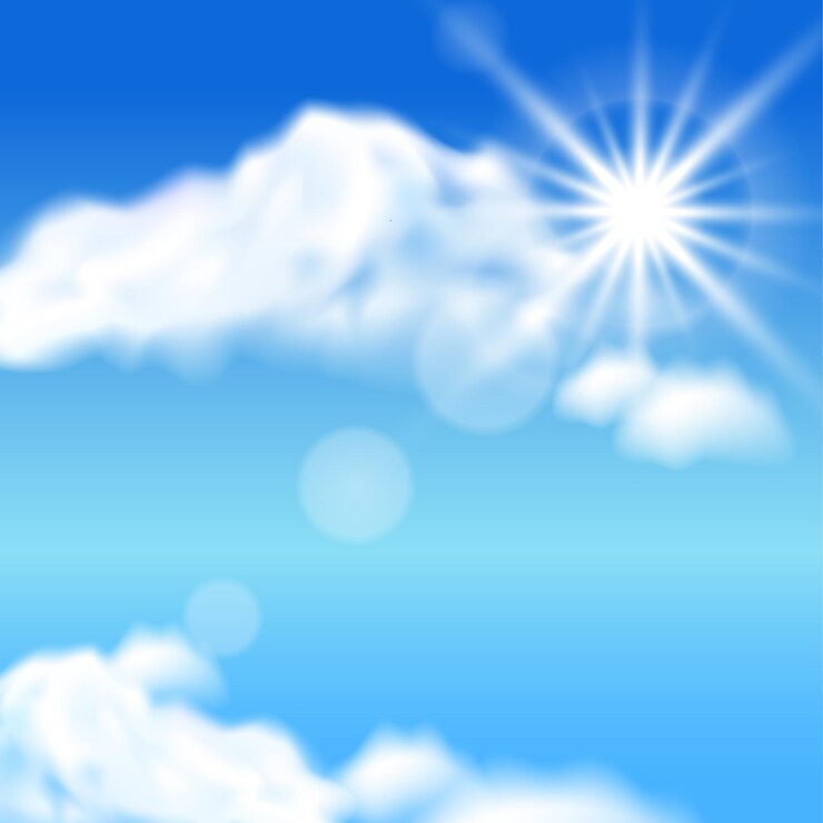 Vettore nuvole e sole nel cielo