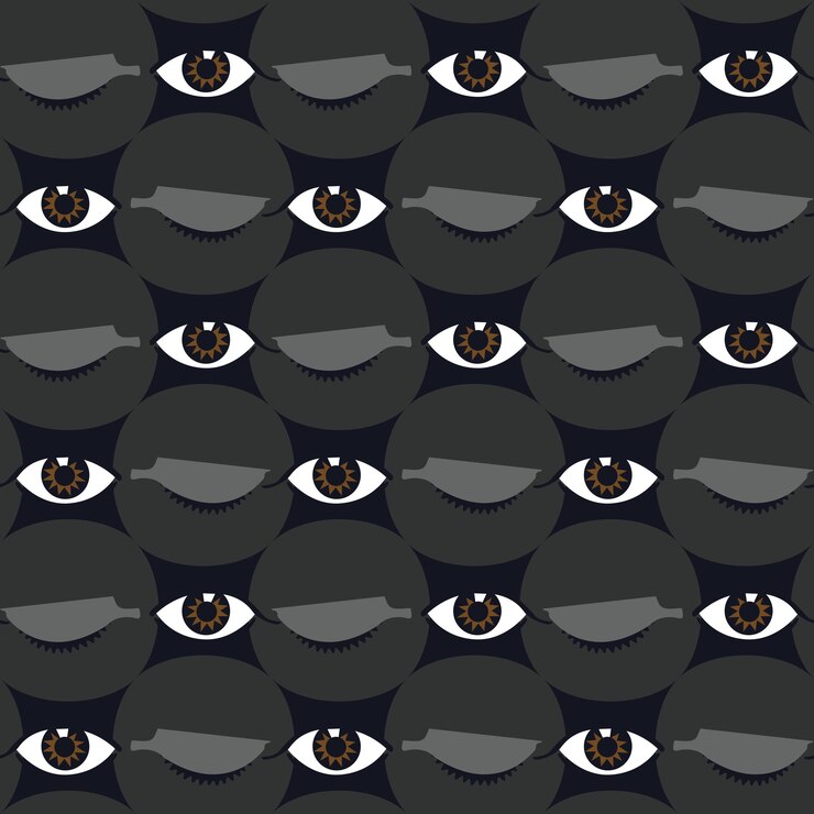 Vettore occhi astratti geometric cartoon eyes seamless pattern vintage open close eyes dots trendy fashion