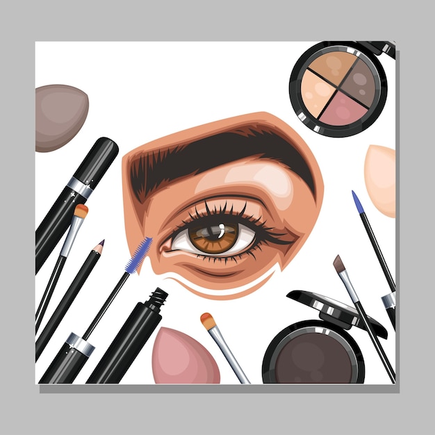 occhi femminili con trucco trucco oculare closeup salone di bellezza modello di layout di design dei social media