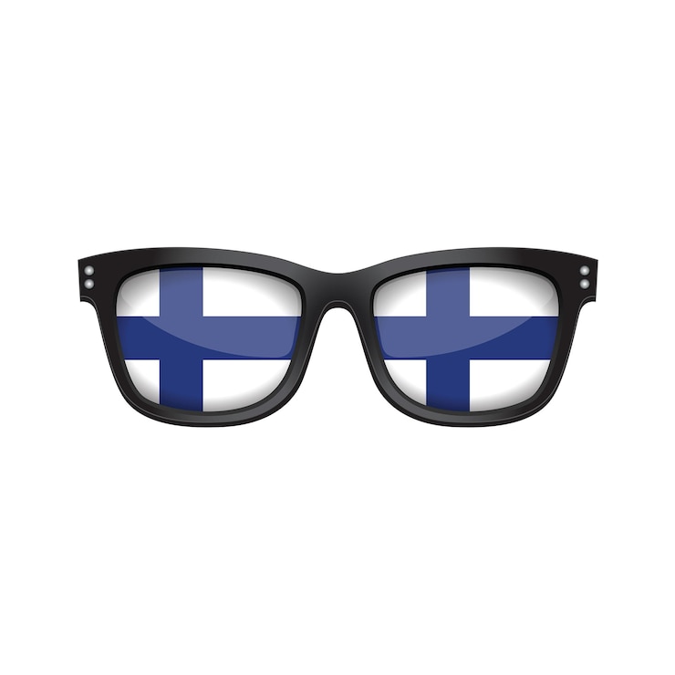 Vettore occhiali da sole alla moda della bandiera nazionale della finlandia
