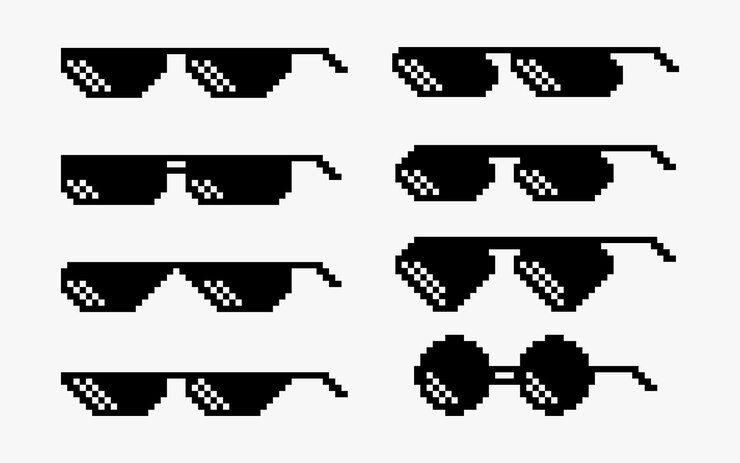 Occhiali da sole in design pixel art