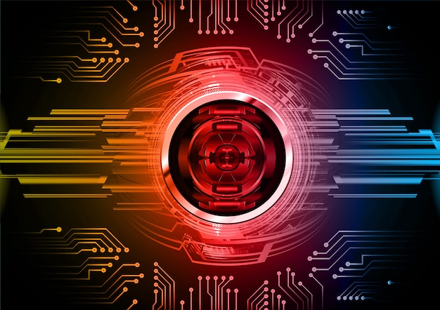 occhio rosso blu circuito cyber futuro tecnologia sfondo