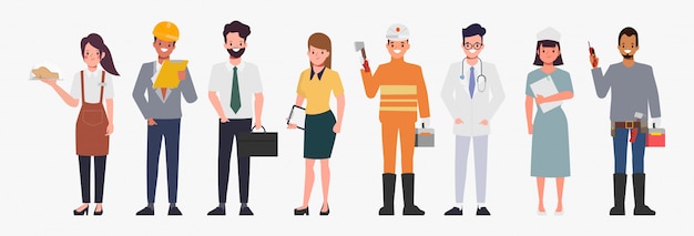 Occupazione lavoro personaggio persone design piatto.