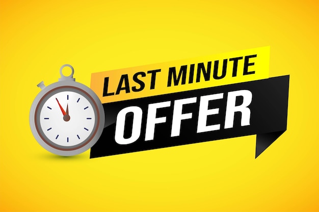 Offerta dell'ultimo minuto guarda il conto alla rovescia modello di design del banner per il marketing Promozione dell'ultima possibilità