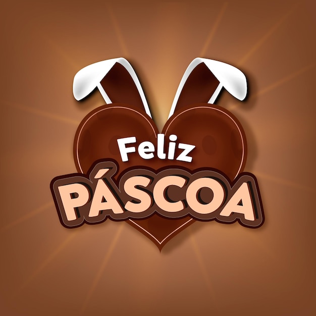 Offerta di buona pasqua con composizione di cioccolato a cuore in Brasile