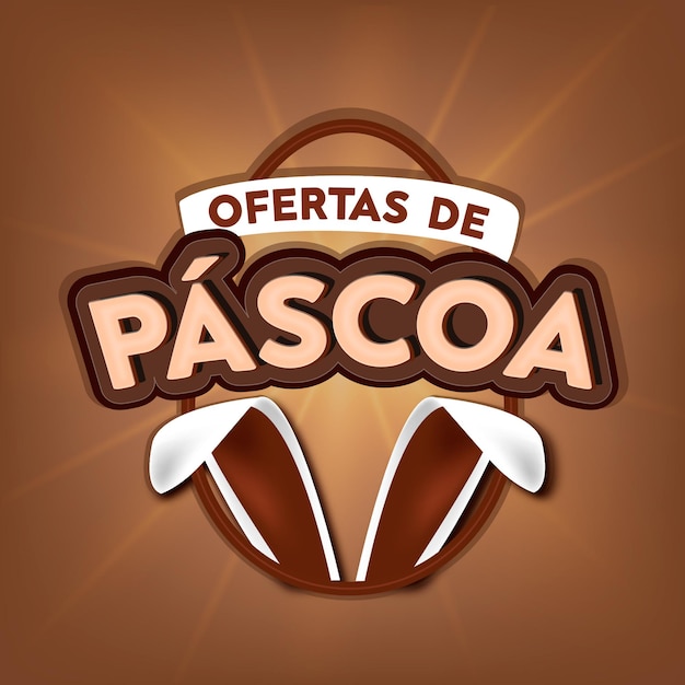 Offerta di buona pasqua con l'orecchio di cioccolato e il vettore di composizione del nastro in brasile Premium