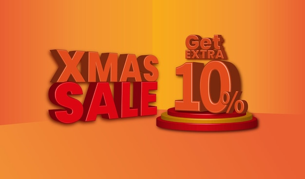 Offerta di vendita di Natale testo 3d con il 10% di sconto