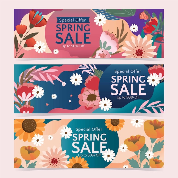 Offerta di vendita primaverile con ornamentazione floreale