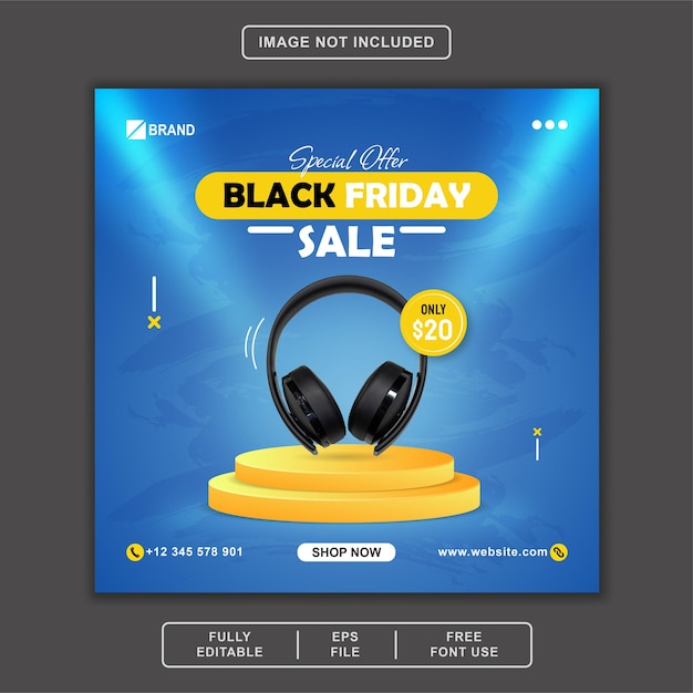 Offerta speciale Black Friday Social Media Post Instagram Facebook Template