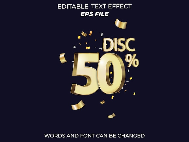 Offerta speciale del giorno dello shopping 50% sconto effetto testo testo 3D editabile per promozioni commerciali