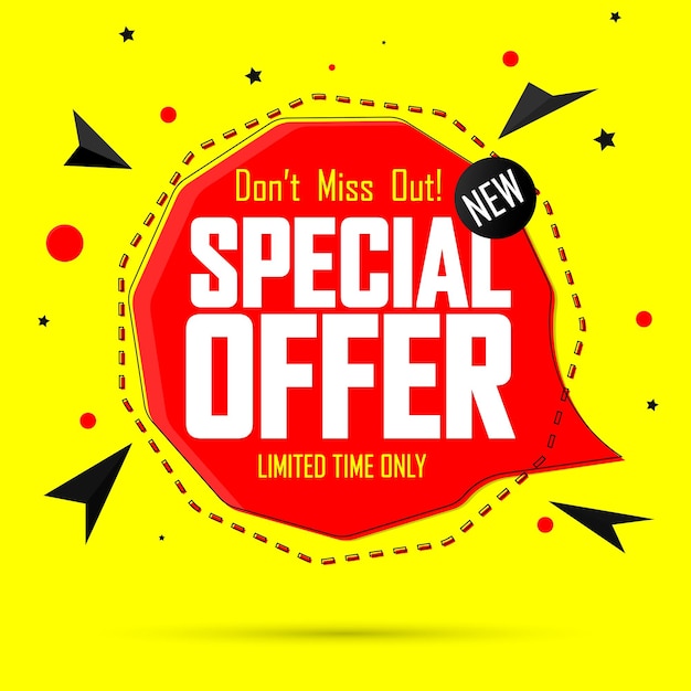 Offerta speciale Vendita modello di progettazione di banner sconto tag parola bolla