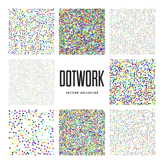 Oggetti punteggiati di forma quadrata, elementi punteggiati vintage che punteggiano l'ombreggiatura del disegno dotwork utilizzando i punti