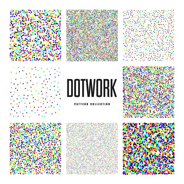 Oggetti punteggiati di forma quadrata, elementi punteggiati vintage che punteggiano l'ombreggiatura del disegno dotwork utilizzando i punti