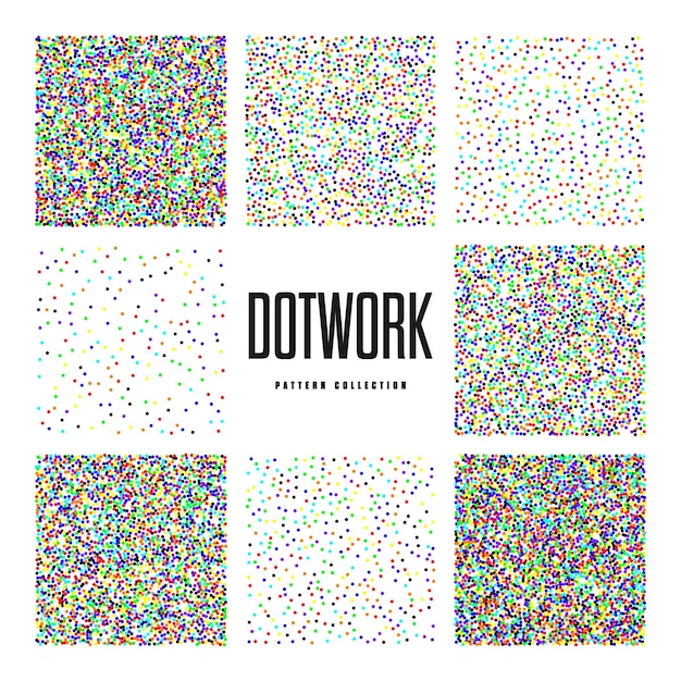 Oggetti punteggiati di forma quadrata, elementi punteggiati vintage che punteggiano l'ombreggiatura del disegno dotwork utilizzando i punti
