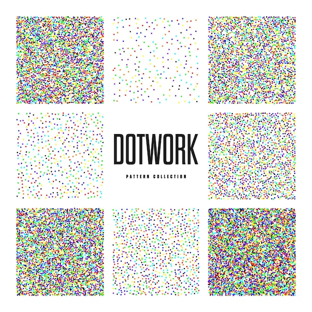 Oggetti punteggiati di forma quadrata, elementi punteggiati vintage che punteggiano l'ombreggiatura del disegno dotwork utilizzando i punti