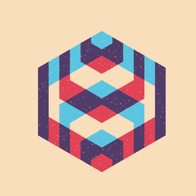 Oggetto geometrico con effetto stampa riso Elemento grafico vettoriale