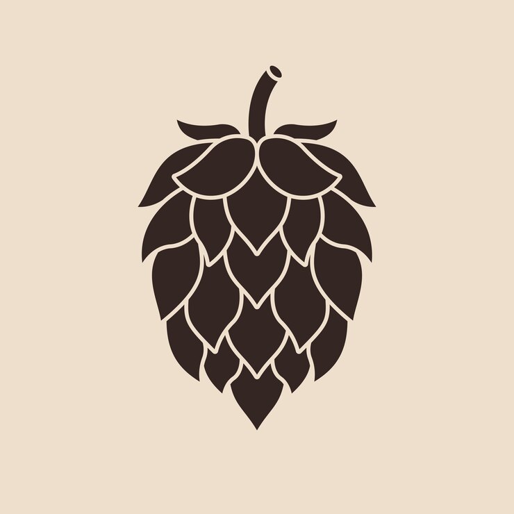 Oggetto vettoriale silhouette birra luppolo o elemento di design su sfondo chiaro