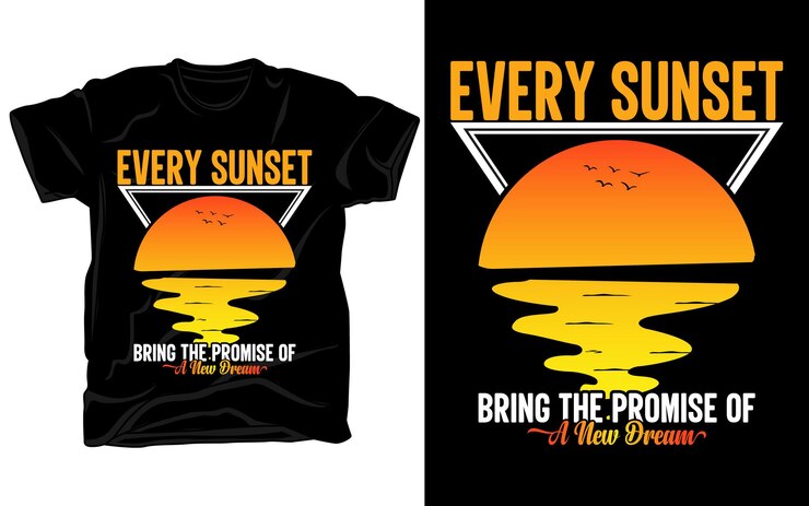 Vettore ogni tramonto porta la promessa di un nuovo sogno vector art illustrazione t-shirt design