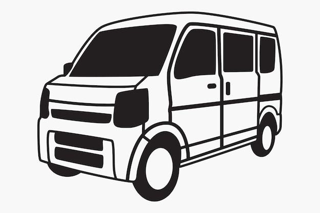 ogni veicolo con silhouette di van line art